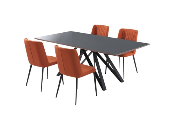 5-Piece Dining Set with Glass Table Top