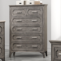 Contemporary 6-Drawer Marble Top Dresser