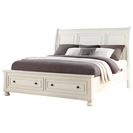 Traditional Queen Sleigh Bed with Storage Footboard