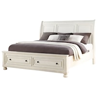 Traditional Queen Sleigh Bed with Storage Footboard
