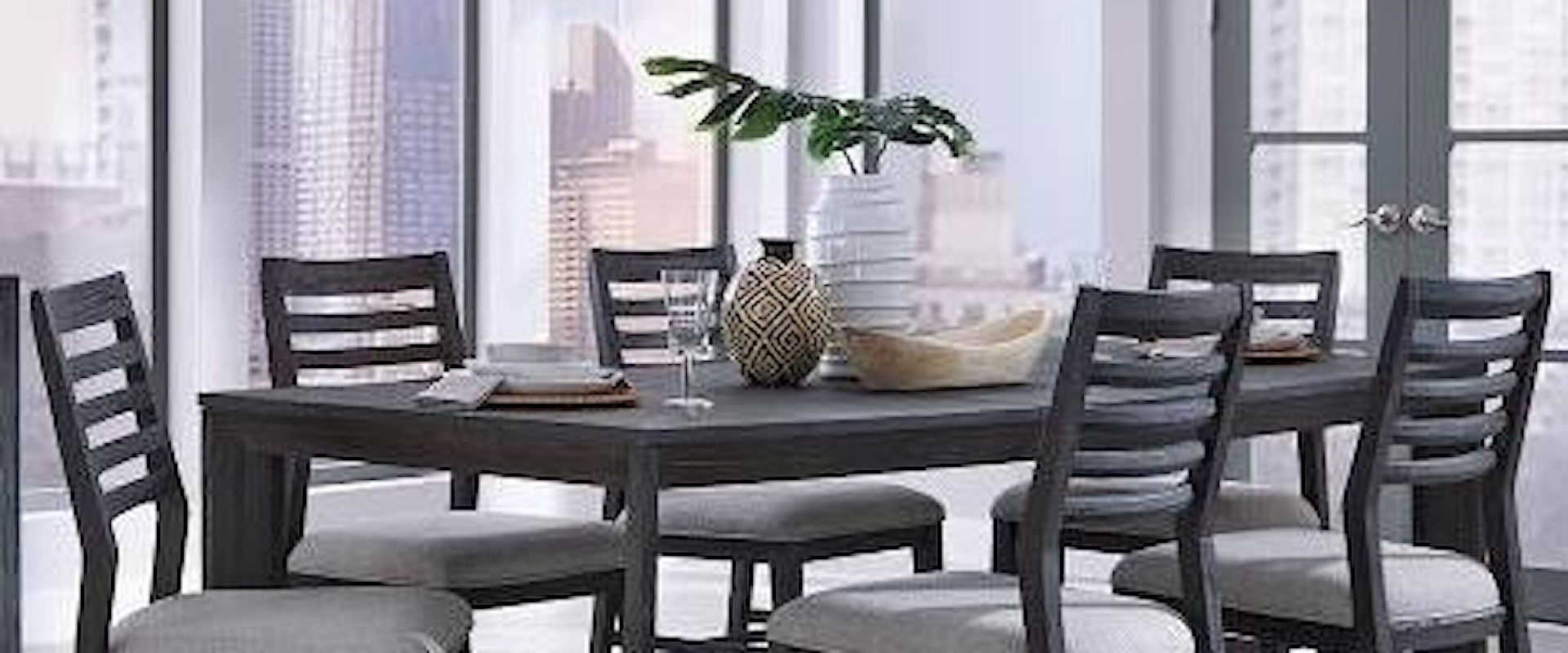 7-Piece Dining Set with Rectangular Table and Ladderback Chairs