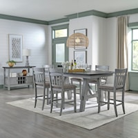 Transitional 7-Piece Gathering Table Set