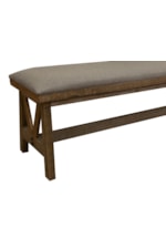 International Furniture Direct Loft Brown Rustic Upholstered Bench with Exposed Wooden Base