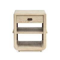Contemporary Chairside End Table with Lower Storage Shelving