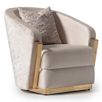 Glam Upholstered Accent Chair with Single Throw Pillow