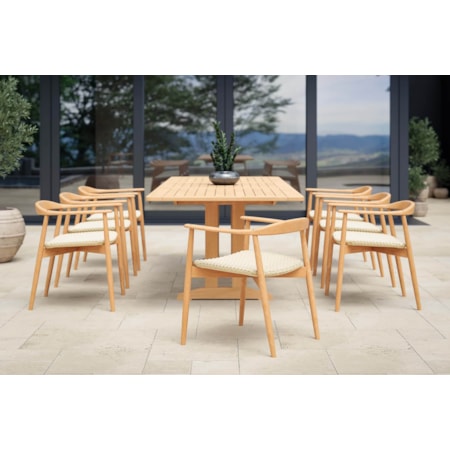 9-pc. Solid Teak Dining Set w/Ext. Table