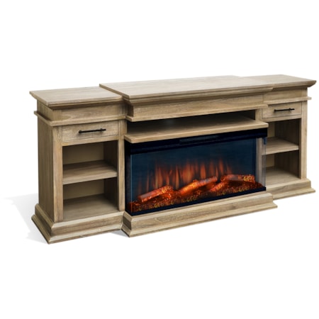 72" Media Console With Electric Fireplace