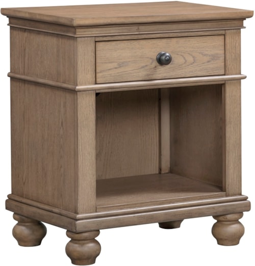 Traditional 1-Drawer Nightstand with Felt-Lined Drawers