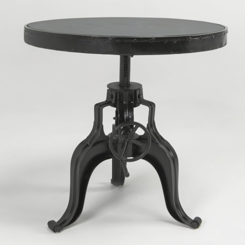 Industrial Round Adjustable Accent End Table