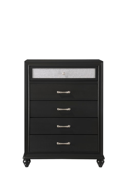 Glam 5-Drawer Bedroom Chest with Two-Toned Drawer