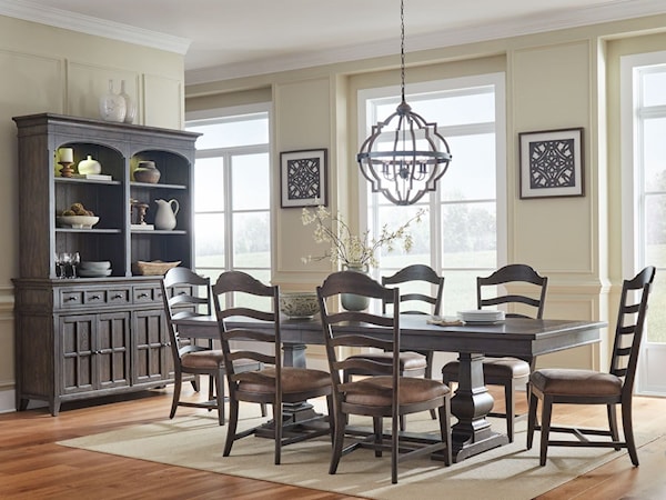 7-Piece Dining Trestle Table Set