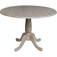 Round Dropleaf Pedestal Table in Taupe Gray