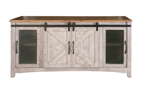 Farmhouse Solid Wood TV Stand with Wire Management