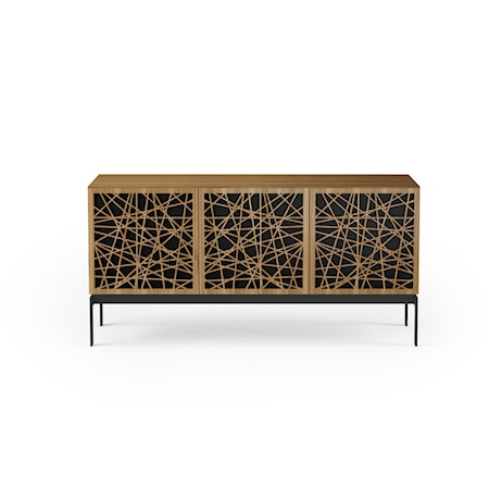 Contemporary 3-Door Storage Console with Ricochet Pattern