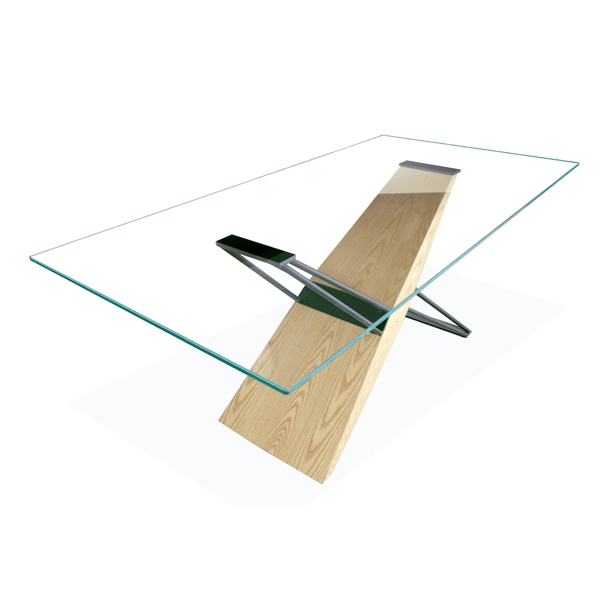 Modus International Aere Glass, Wood and Metal Rect. Dining Table