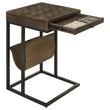 1-drawer Side Table With Leatherette Sling