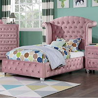 Glam Tufted Upholstered Twin Bed Pink