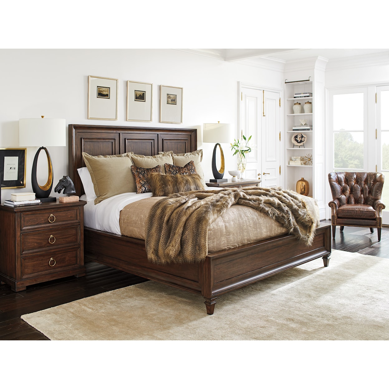 Lexington Silverado Walnut Creek Wood Panel Bed 6/6 King