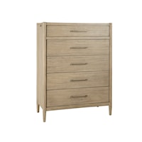 Transitional 5-Drawer Bedroom Chest with Pullout Rod