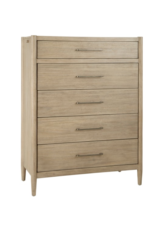 Transitional 5-Drawer Bedroom Chest with Pullout Rod
