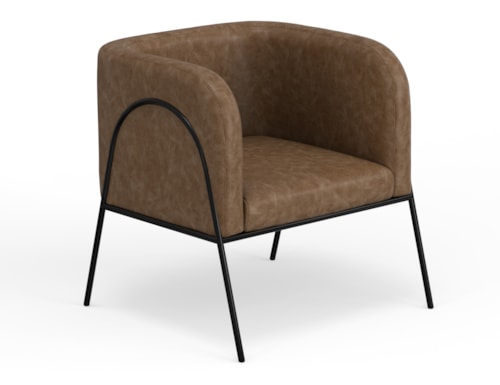 Contemporary Upholstered Barrel Armchair with Metal Legs