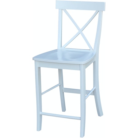 Transitional X-Back Stool in Pure White