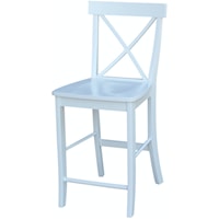 Transitional X-Back Stool in Pure White