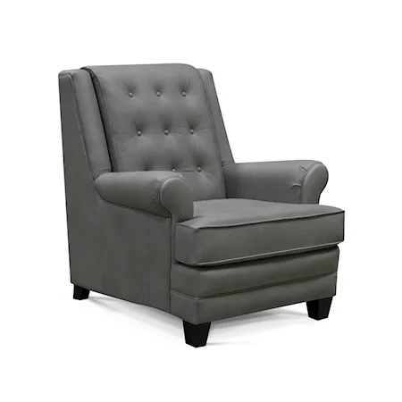Transitional Leather Accent Chair with Tufted Back