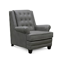 Transitional Leather Accent Chair with Tufted Back