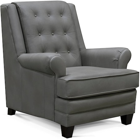 Transitional Leather Accent Chair with Tufted Back