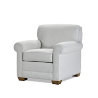 Transitional Chair with Rolled Arms and Tapered Feet