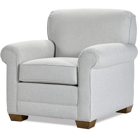 Transitional Chair with Rolled Arms and Tapered Feet