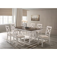 Farmhouse 7-Piece Table and Chair Set with Upholstered Seats
