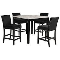 5-Pc 42" Marble Finish Counter Table & 4 Chairs