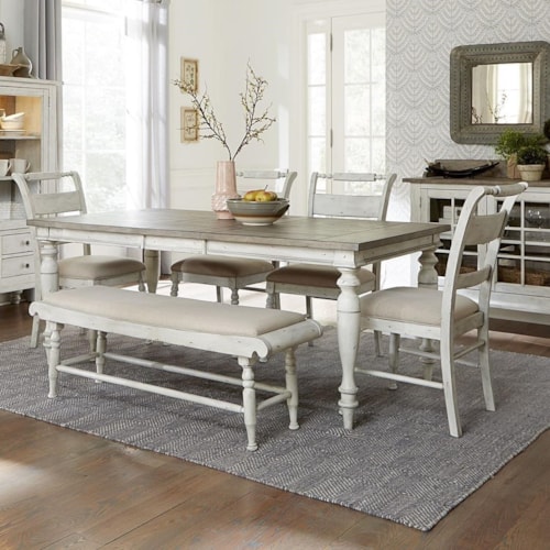 Farmhouse 6-pc. Rectangular Dining Set with Upholstered Bench
