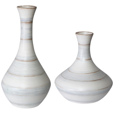 Potter Fluted Striped Vases S/2