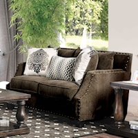 Transitional Love Seat with Toss Pillows and Large Nailheads