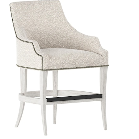 Upholstered Counter Bar Stool With Nail Head Trim