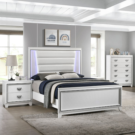 Transitional 3 Piece Queen Bedroom Set