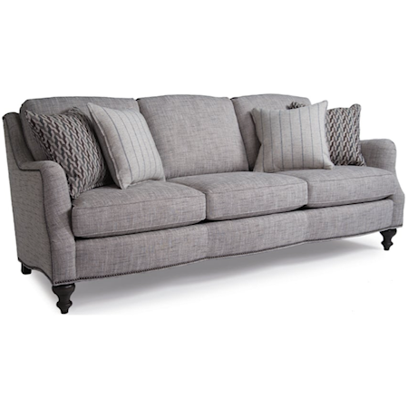 Transitional Sofa with Turned Legs