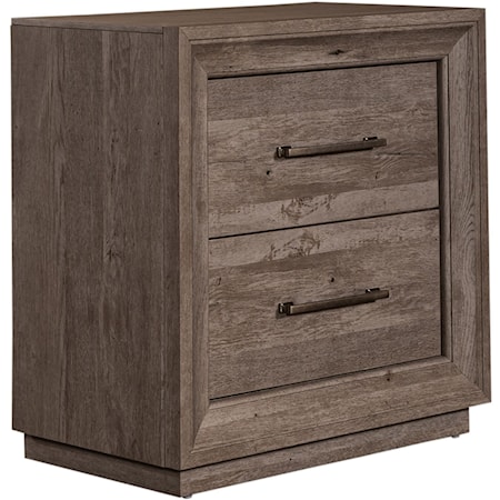 Contemporary 2-Drawer Nightstand with Charging Station