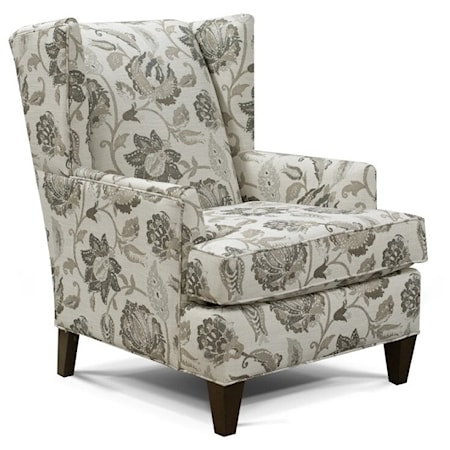 Transitional Upholstered Wing Chair with Tapered Legs