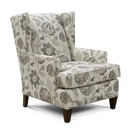 Transitional Upholstered Wing Chair with Tapered Legs