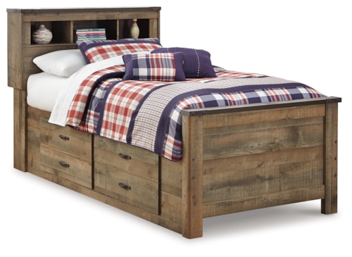 Twin Bookcase Bed With 2 Storage Drawers