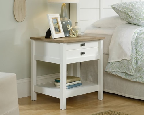 Farmhouse Nightstand with Lower Storage Shelf