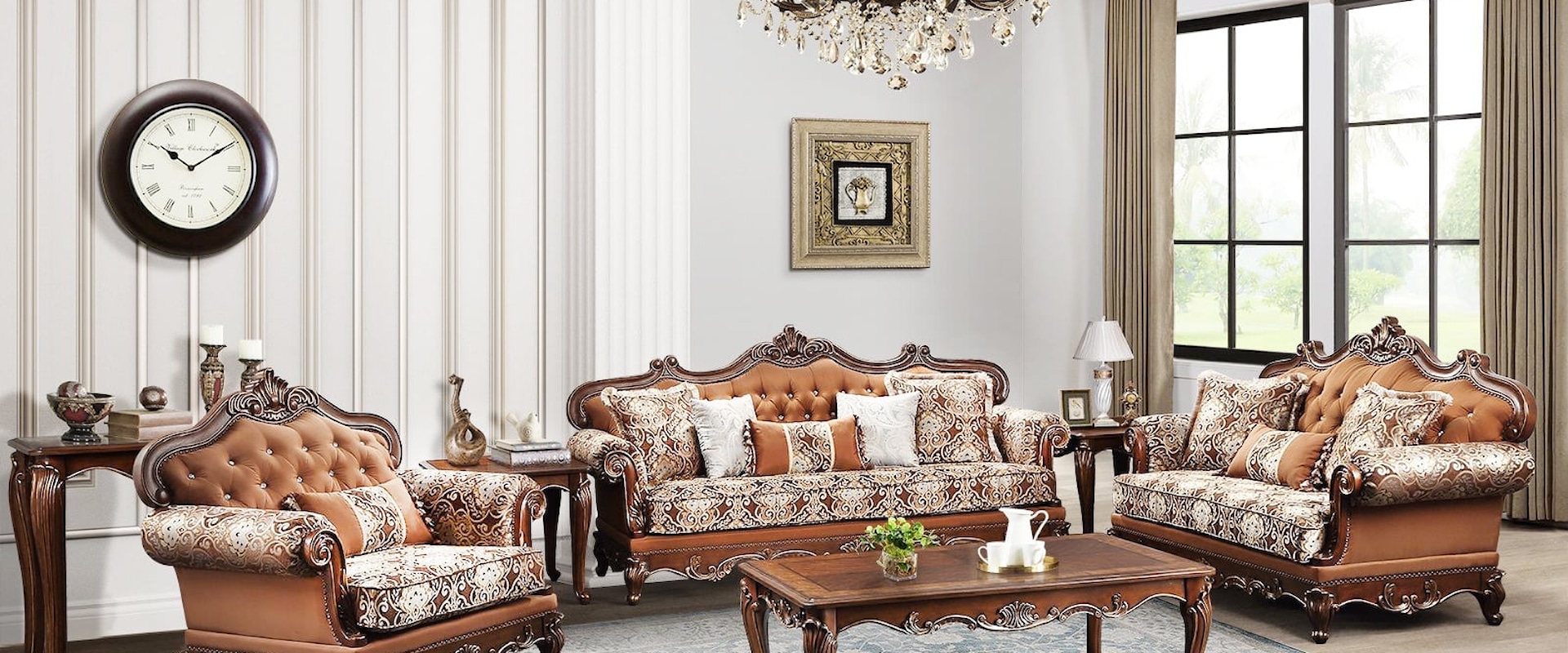 Traditional 3-Piece Living Room Set