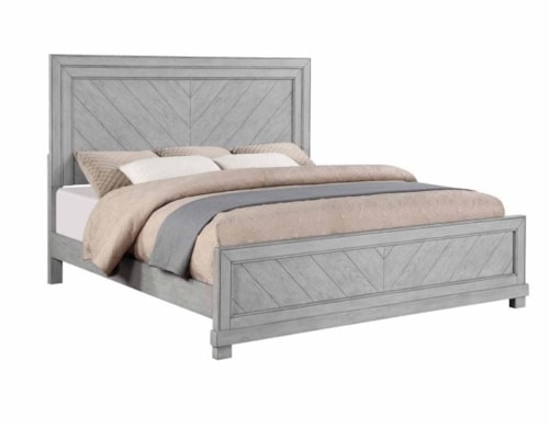 Montana Rustic King Panel Bed with Chevron Pattern Headboard