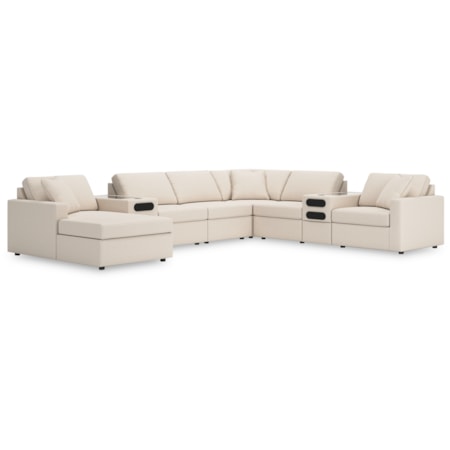 8Pc Sectional With Chaise And Audio Consoles
