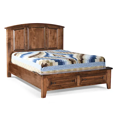 Queen Arched Panel Bed with Footboard Storage