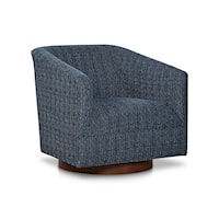 Contemporary Swivel Chair with Exposed Wood Base